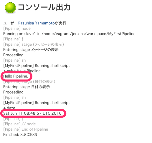 図4 実行結果を確認しているところ