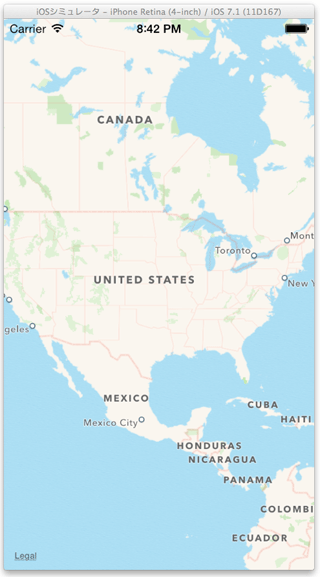 図2 プログラムの実行結果(地図の表示)