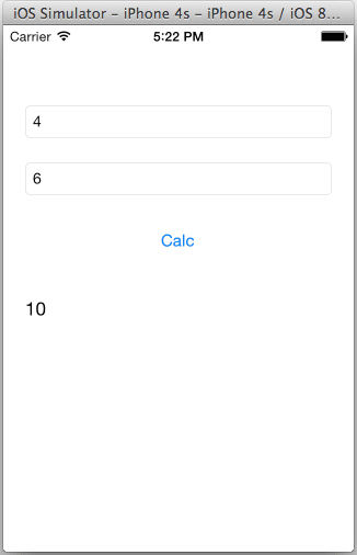 図4 CalcSample.iOSの実行画面