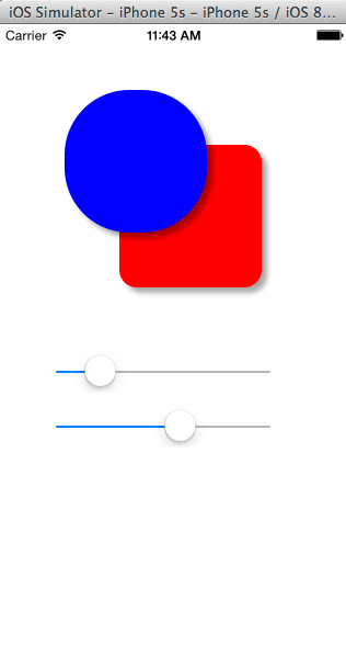 図5 iOSの画面: スライダーコントロールで角丸のサイズを変更する例