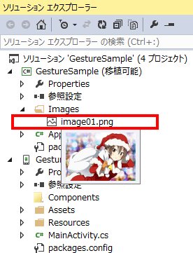 図2 共有プロジェクトに1つの画像ファイルを置く