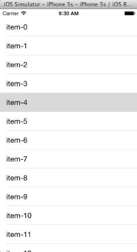 図2 テキストのみのListViewビューを表示(iOS)