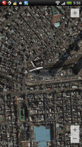 図4 地図のタイプを衛星写真にする(Android)