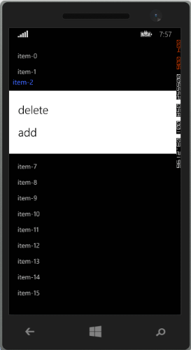図4 Windows Phoneにおけるコンテキストアクション(1)