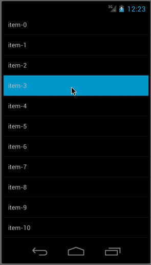 図5 コンテキストアクションでリストのアイテム操作した画面(Android)