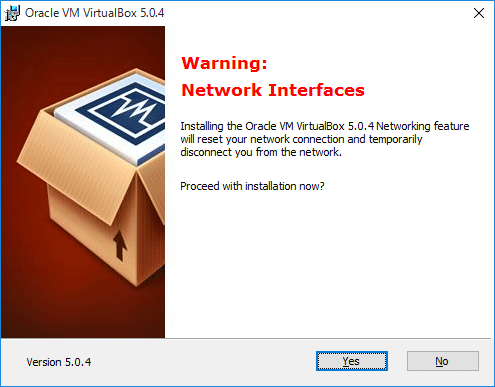 図1 VirtualBoxのインストール中に仮想ネットワークデバイスを設定(Windowsの場合)