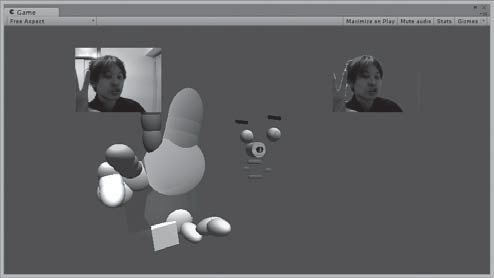 図8.4 Face tracking, Full Hand tracking-(left,right), Image, ImageSegmentationプレファブ実行時