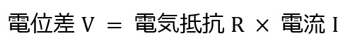 電位差V = 電気抵抗R × 電流I
