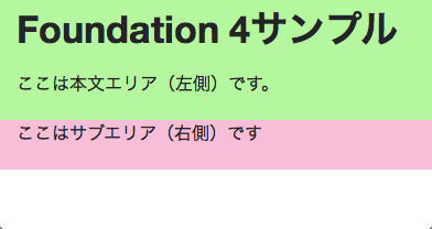上記のサンプルを「スモール・スクリーン」のWebブラウザで表示した例: 1列で上下になった画面