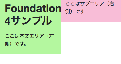 ラージ・スクリーン=「9列+3列」/スモール・スクリーン=「6列+6列」のサンプルを(スモール・スクリーンの)Webブラウザで表示した例: 1:1の割合のエリアに変化