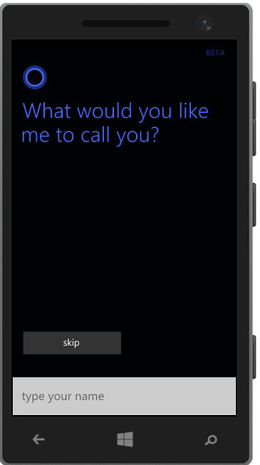 Cortanaの呼び方を決めている画面