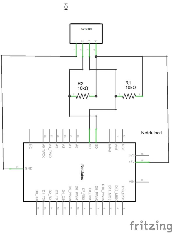 ADT7410モジュール接続回路図